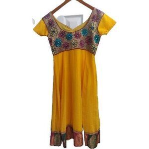 Yellow‎ Dress Floral Embroidered Party Dress